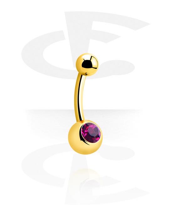 Curved Barbells, Jeweled Banana, Gold Plated