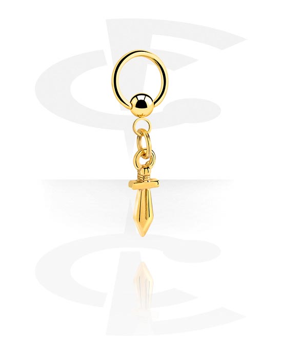 Piercing ad anello, Ball closure ring (acciaio chirurgico, oro, finitura lucida), Acciaio chirurgico 316L con placcatura in oro