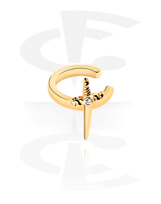 Fake Piercings, Ear Cuff, Gold Plated Surgical Steel 316L
