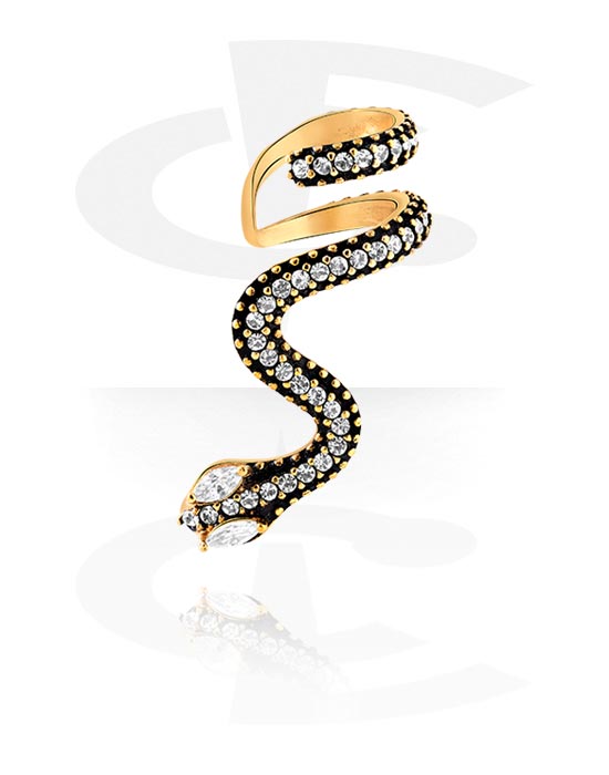 Fake Piercings, Ear Cuff with snake design, Gold Plated Surgical Steel 316L