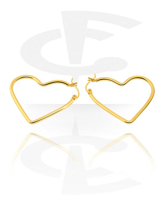 Pendientes, Pendientes con diseño de corazón, Acero quirúrgico 316L chapado en oro