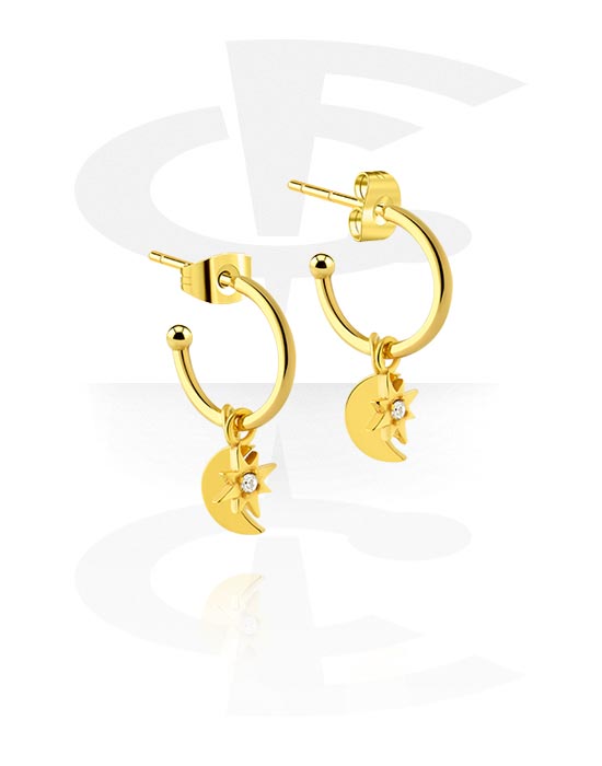 Earrings, Studs & Shields, Earrings with crystal stones, Gold Plated Surgical Steel 316L