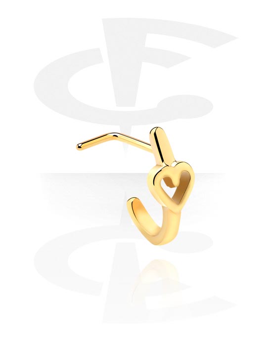 Nose Jewelry & Septums, Curved Nose Stud, Gold Plated