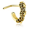 Piercings nez & Septums, Piercing nez en L (acier chirurgical, or, finition brillante) avec accessoire fleur, Acier chirugical 316L ,  Plaqué or
