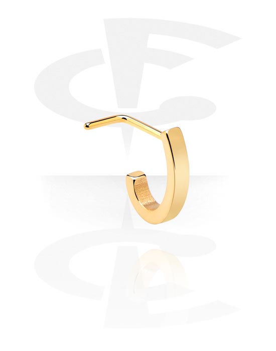 Nose Jewellery & Septums, L-shaped nose stud (surgical steel, gold, shiny finish), Gold Plated Surgical Steel 316L