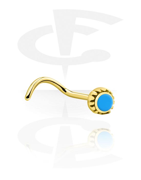 Nose Jewellery & Septums, Curved nose stud (surgical steel, gold, shiny finish), Gold Plated Surgical Steel 316L