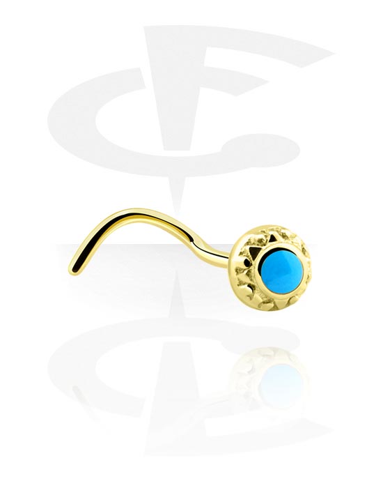 Nose Jewelry & Septums, Curved Nose Stud, Gold Plated