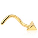 Nosovky a krúžky do nosa, Zahnutá nosovka (chirurgická oceľ, zlatá, lesklý povrch), Pozlátená chirurgická oceľ 316L