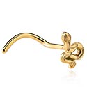 Nosovky a krúžky do nosa, Zahnutá nosovka (chirurgická oceľ, zlatá, lesklý povrch) s dizajnom had, Pozlátená chirurgická oceľ 316L