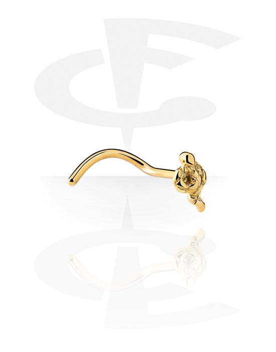 Nosovky a kroužky do nosu, Zahnutá nosovka (chirurgická ocel, zlatá, lesklý povrch) s designem had, Pozlacená chirurgická ocel 316L