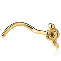 Næsesmykker og septums, Buet næsestud (kirurgisk stål, guld, blank finish) med slangemotiv, Forgyldt kirurgisk stål 316L