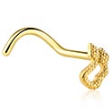 Næsesmykker og septums, Buet næsestud (kirurgisk stål, guld, blank finish) med slangemotiv, Forgyldt kirurgisk stål 316L