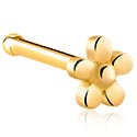 Nosovky a krúžky do nosa, Rovná nosovka (chirurgická oceľ, zlatá, lesklý povrch) s ozdoba kvetina, Pozlátená chirurgická oceľ 316L