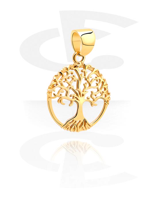 Ciondoli, Ciondolo "albero della vita", Acciaio chirurgico 316L con placcatura in oro