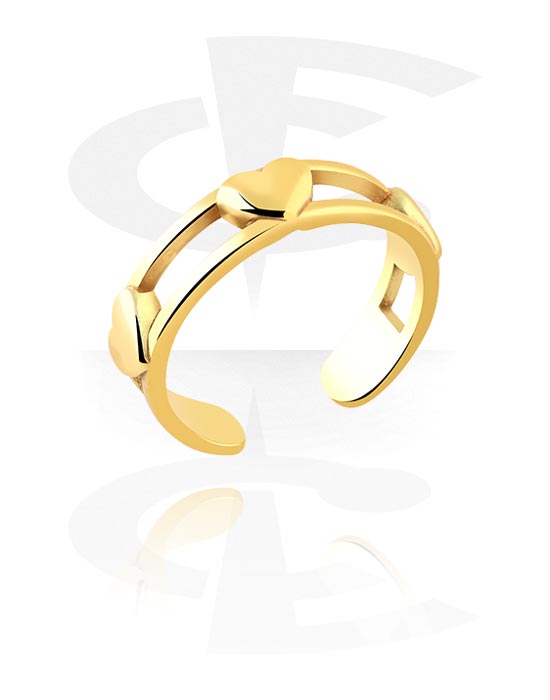 Rings, Ring with heart design, Gold Plated Surgical Steel 316L
