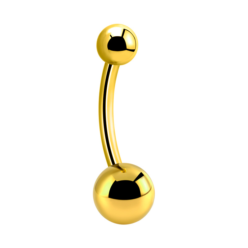 Piercing pour le nombril (titane, or, finition brillante) Titane ASTM F136 Bananes