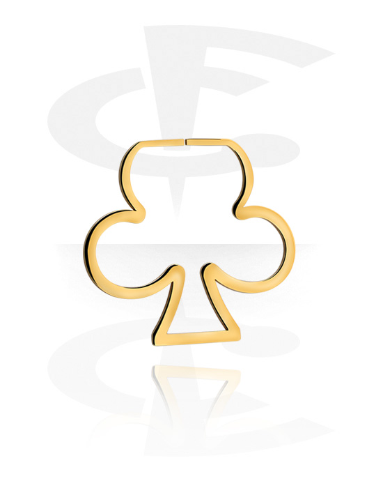 Kuličky, kolíčky a další, Kreole pro tunely (chirurgická ocel, zlatá, lesklý povrch) s designem čtyřlístek, Pozlacená chirurgická ocel 316L