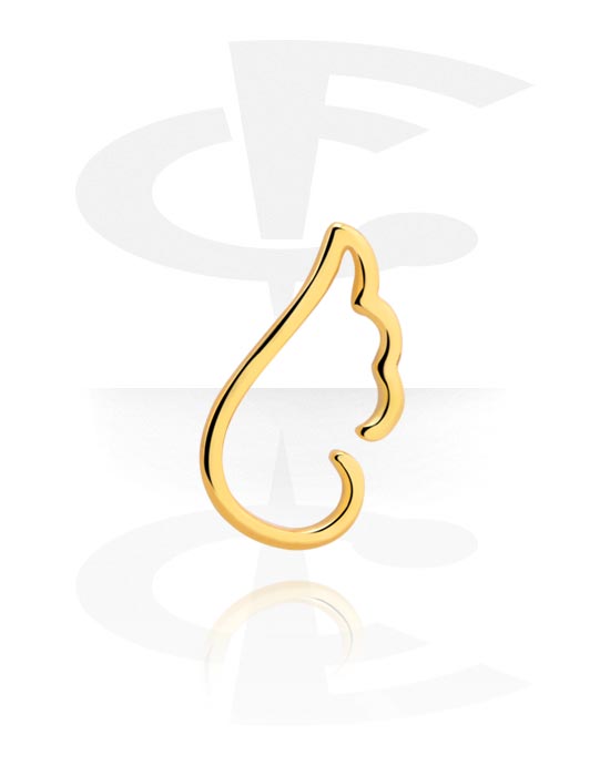 Piercing Rings, Wing-shaped continuous ring (surgical steel, gold, shiny finish), Gold Plated Surgical Steel 316L