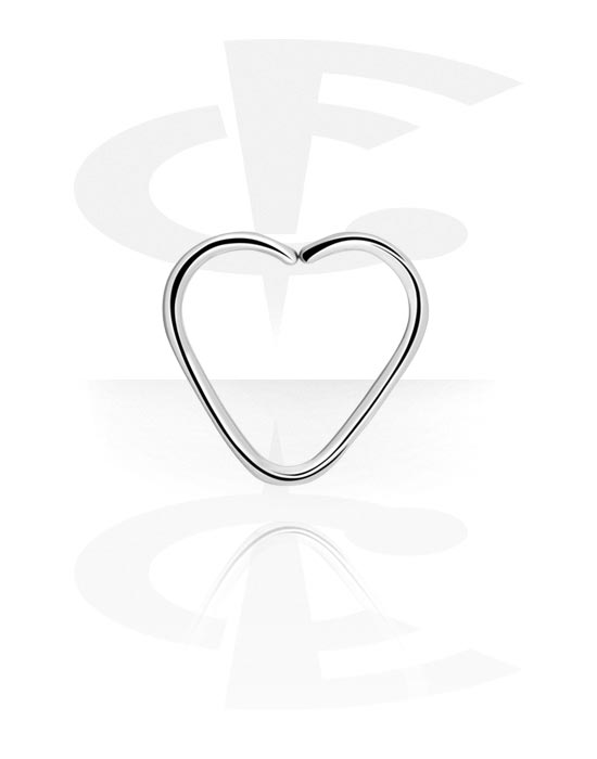 Piercingringen, Hartvormige doorlopende ring (chirurgisch staal, zilver, glanzende afwerking), Chirurgisch staal 316L