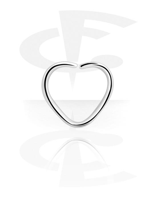 Piercing Rings, Heart-shaped continuous ring (surgical steel, silver, shiny finish), Surgical Steel 316L