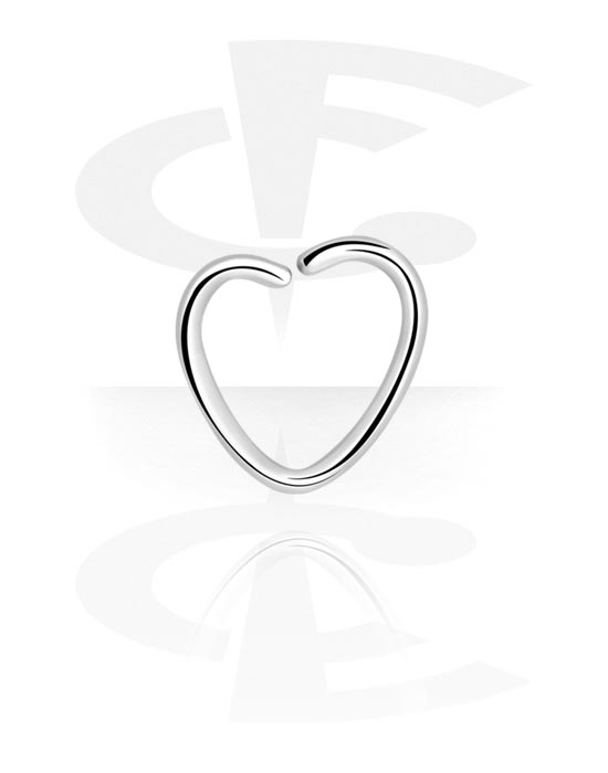 Anéis piercing, Continuous ring em forma de coração (aço cirúrgico, prata, acabamento brilhante), Aço cirúrgico 316L