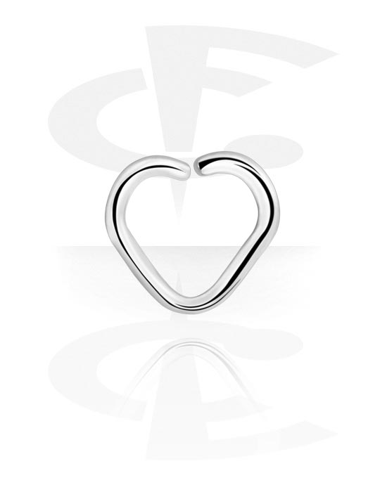 Anneaux, Anneau continu en forme de coeur (acier chirurgical, argent, finition brillante), Acier chirurgical 316L