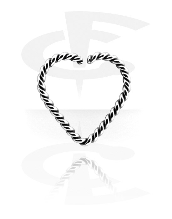 Piercing Rings, Heart-shaped continuous ring (surgical steel, silver, shiny finish)