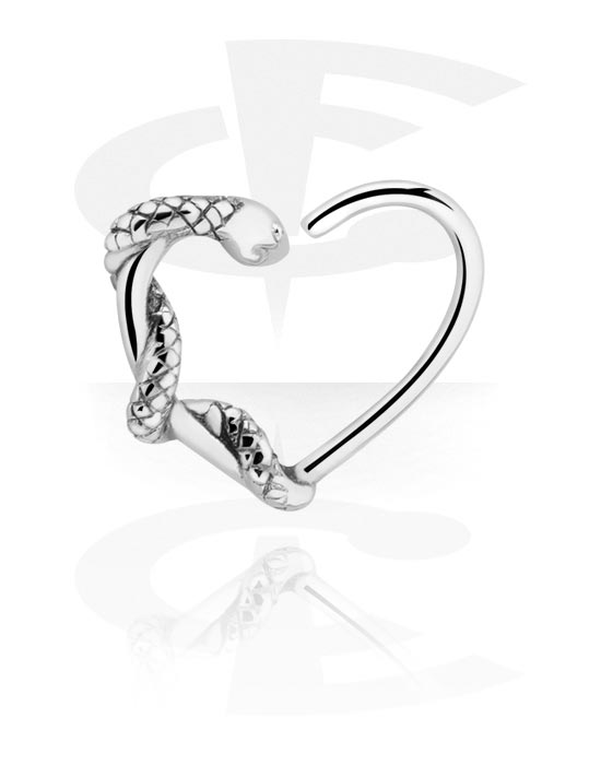 Kółka do piercingu, Kółko rozginane w kształcie serca (stal chirurgiczna, srebro, błyszczące wykończenie), Stal chirurgiczna 316L