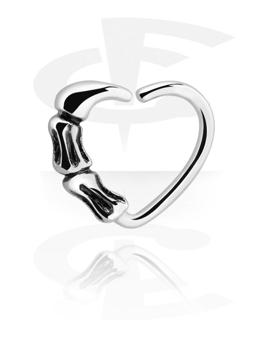 Piercing Rings, Heart-shaped continuous ring (surgical steel, silver, shiny finish)
