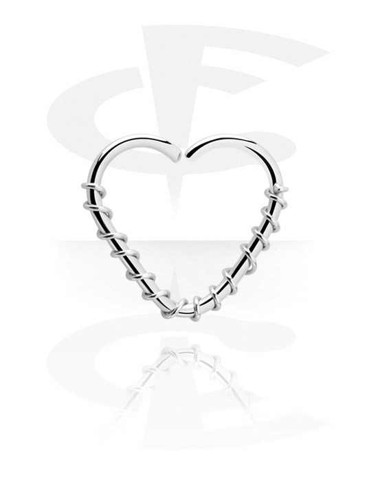 Kółka do piercingu, Kółko rozginane w kształcie serca (stal chirurgiczna, srebro, błyszczące wykończenie)
