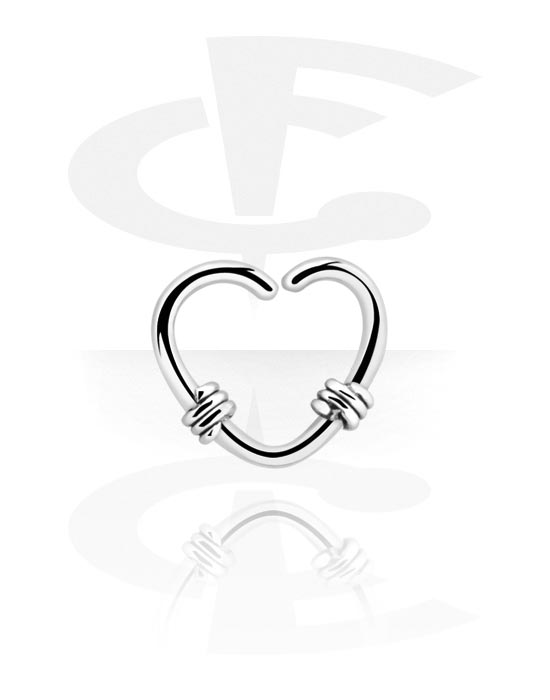 Piercing Rings, Heart-shaped continuous ring (surgical steel, silver, shiny finish), Surgical Steel 316L