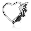 Anéis piercing, Continuous ring em forma de coração (aço cirúrgico, prata, acabamento brilhante), Aço cirúrgico 316L