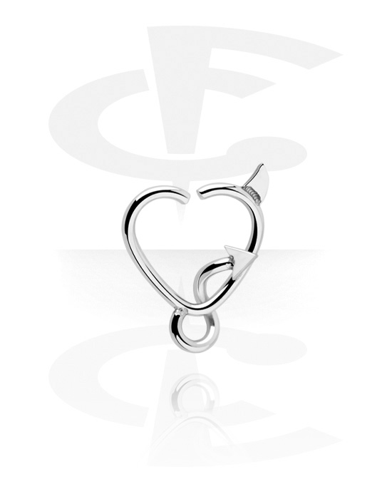 Pírsingové krúžky, Spojitý krúžok v tvare srdca (chirurgická oceľ, strieborná, lesklý povrch), Chirurgická oceľ 316L