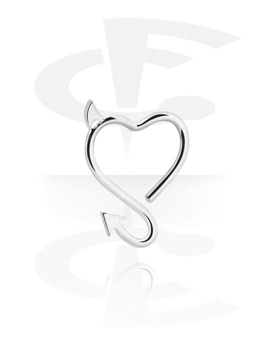 Alke za piercing, Neprekidni prsten u obliku srca (kirurški čelik, srebrna, sjajna završna obrada), Kirurški čelik 316L