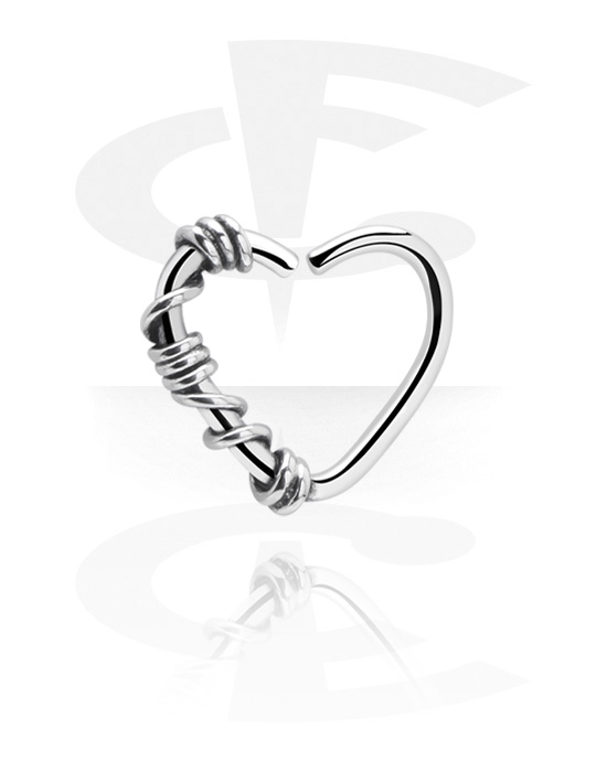 Piercing Ringe, Hjerteformet evighedsring (kirurgisk stål, sølv, blank finish), Kirurgisk stål 316L