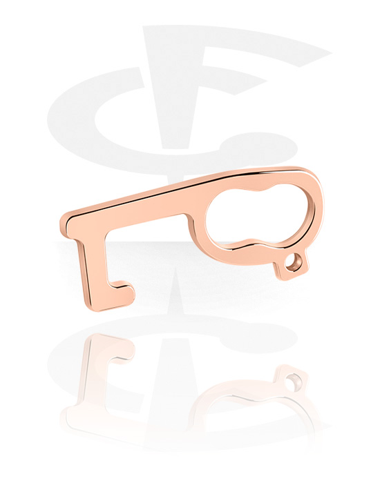 Keychains, Non-contact Door Opener, Rose Gold Plated Brass