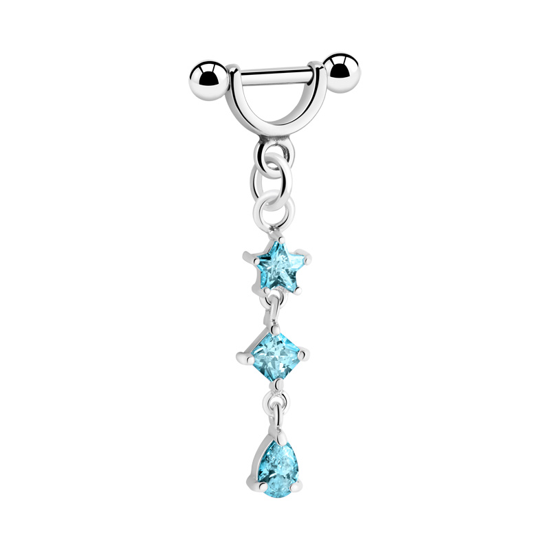 Piercing hélix avec pendentif et pierres en cristal Acier chirurgical 316L / Laiton plaqué Helix & Tragus