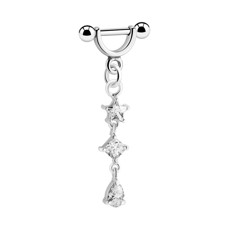 Piercing hélix avec pendentif et pierres en cristal Acier chirurgical 316L / Laiton plaqué Helix & Tragus