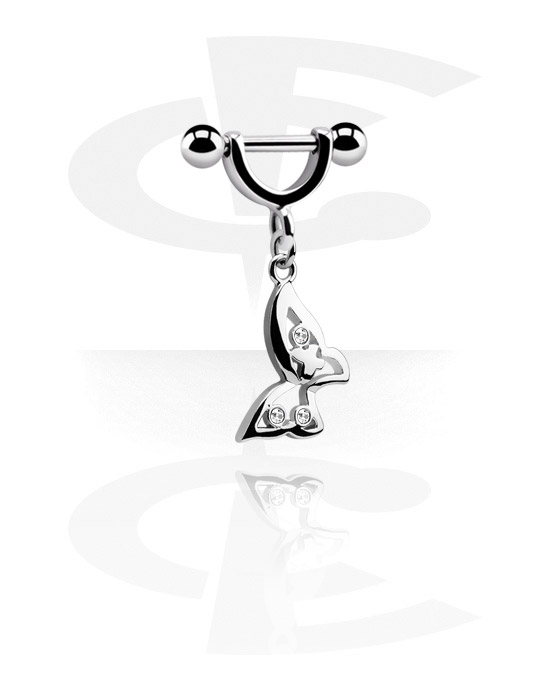 Helix & Tragus, Helix Piercing with charm, Surgical Steel 316L, Plated Brass