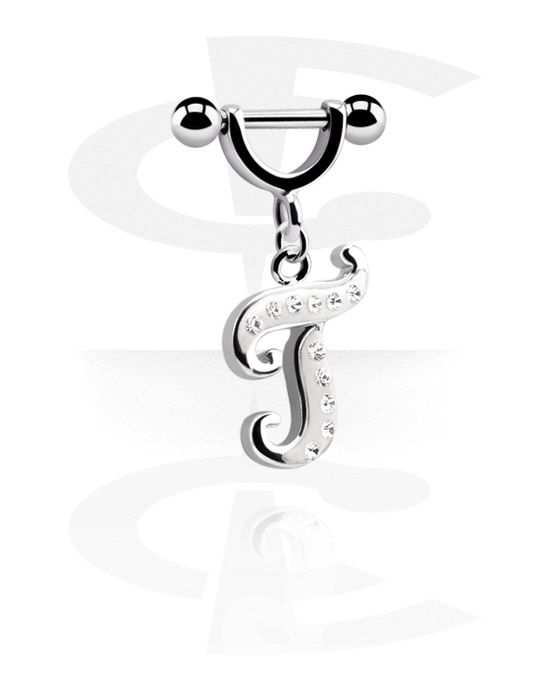 Helix & Tragus, Helix Shield with charm, Surgical Steel 316L, Plated Brass