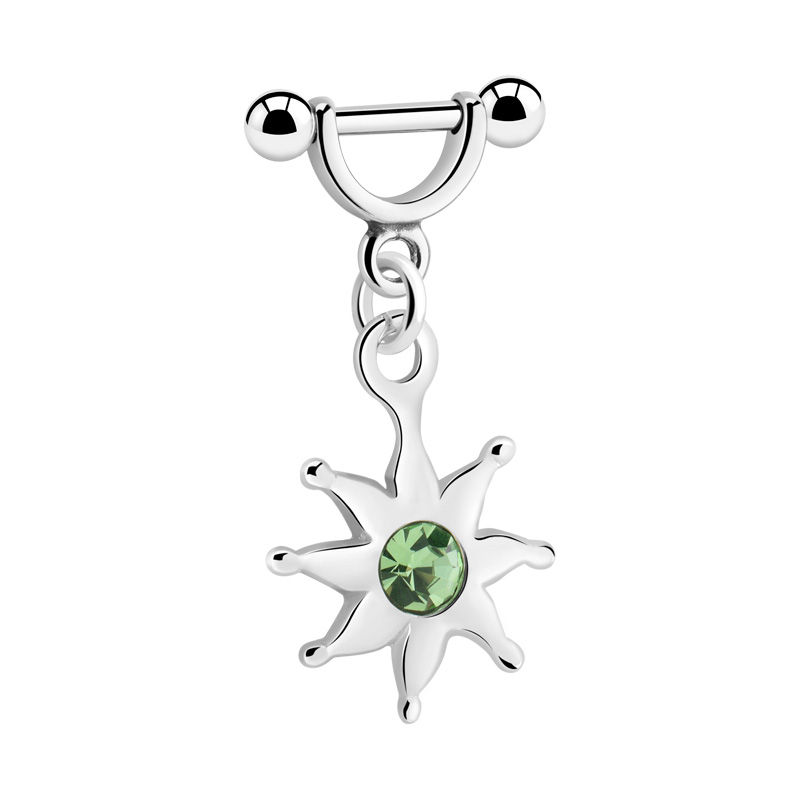 Piercing hélix avec pendentif et pierre en crystal Acier chirurgical 316L/Laiton plaqué Helix & Tragus
