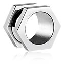 Alagutak és dugók, Hexagon-shaped screw-on tunnel (surgical steel, silver, shiny finish), Sebészeti acél, 316L