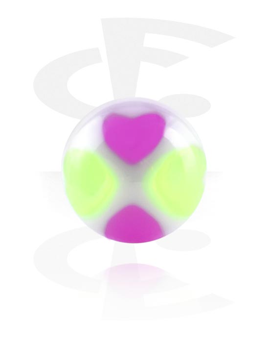 Kuličky, kolíčky a další, Kulička pro tyčinky se závitem (akryl, různé barvy) s designem srdce, Akryl