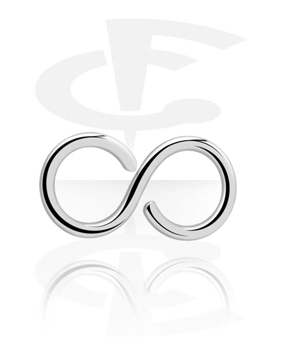 Anéis piercing, Continuous ring "símbolo do infinito" (aço cirúrgico, prata, acabamento brilhante), Aço cirúrgico 316L