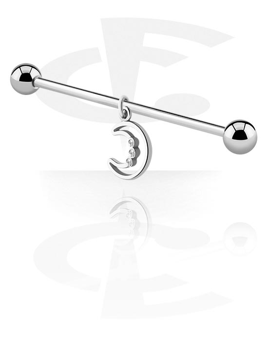 Barbells, Industrial Barbell with moon attachment, Surgical Steel 316L
