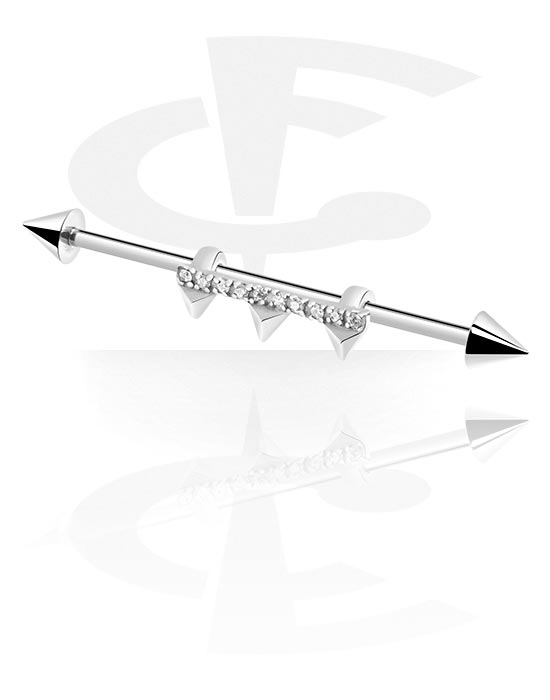Barbells, Industrial Barbell with crystal stones, Surgical Steel 316L