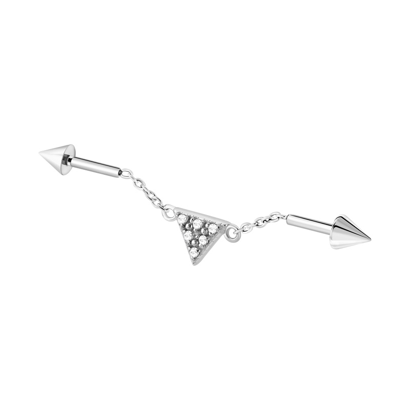 Barbell industriel avec collier et pierres en cristal Acier chirurgical 316L Barres