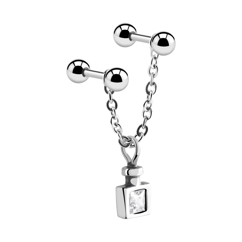 Barbell industriel avec pierre en crystal Acier chirurgical 316L Barres