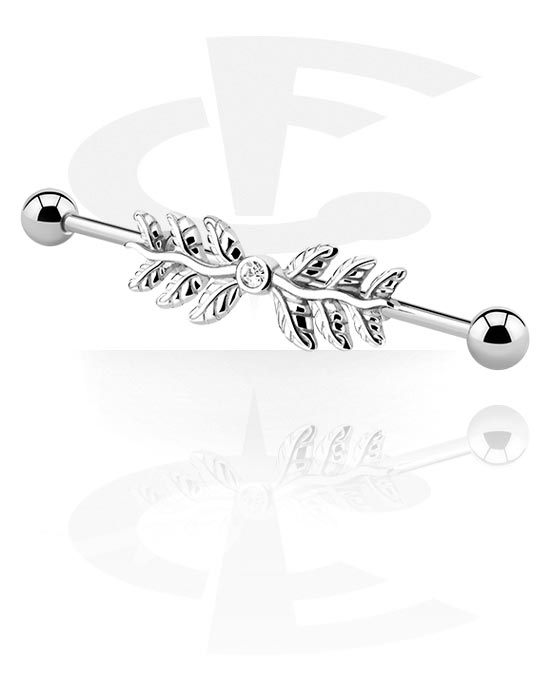 Barbells, Industrial Barbell with crystal stones, Surgical Steel 316L