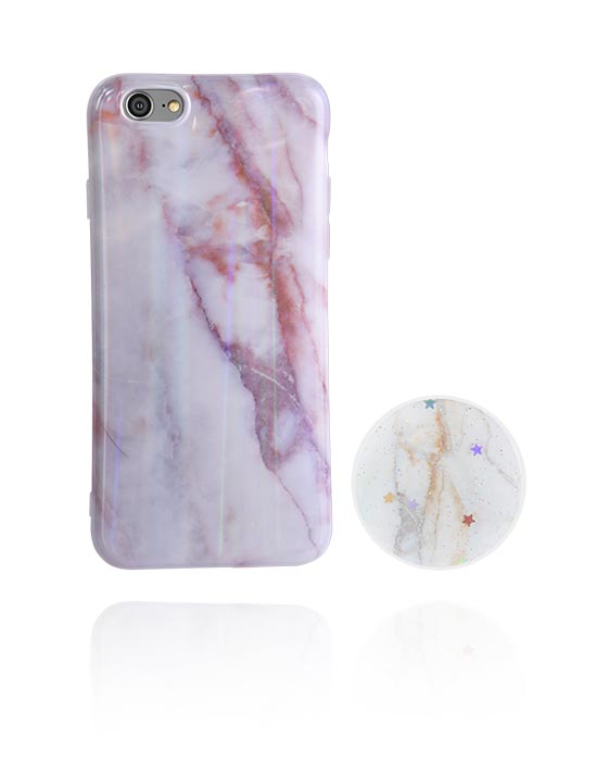 Coques de portable, Coque de portable avec motifs en marbre et support pour téléphone, Thermoplastique